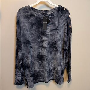 Coin1804 Charcoal and Black Long Sleeve Top New